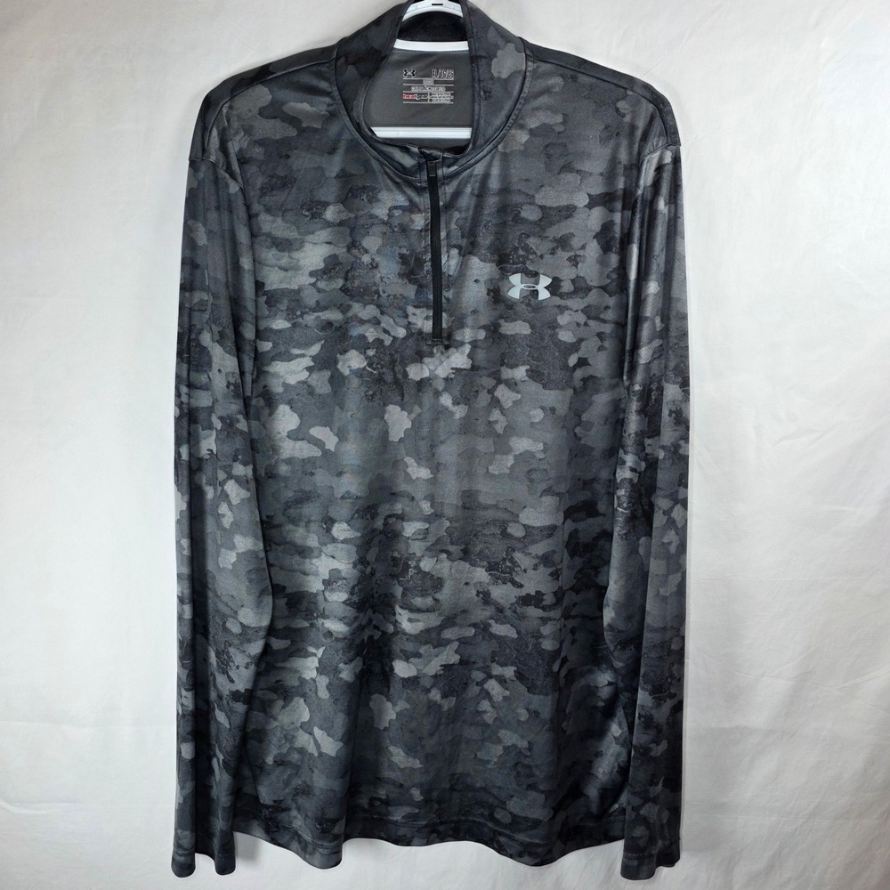 Under Armour HeatGear 1/4 Zip Pullover Grey Camo | Mens XL